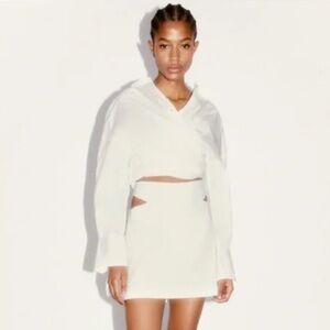 Zara White Skirt with Side Cutouts